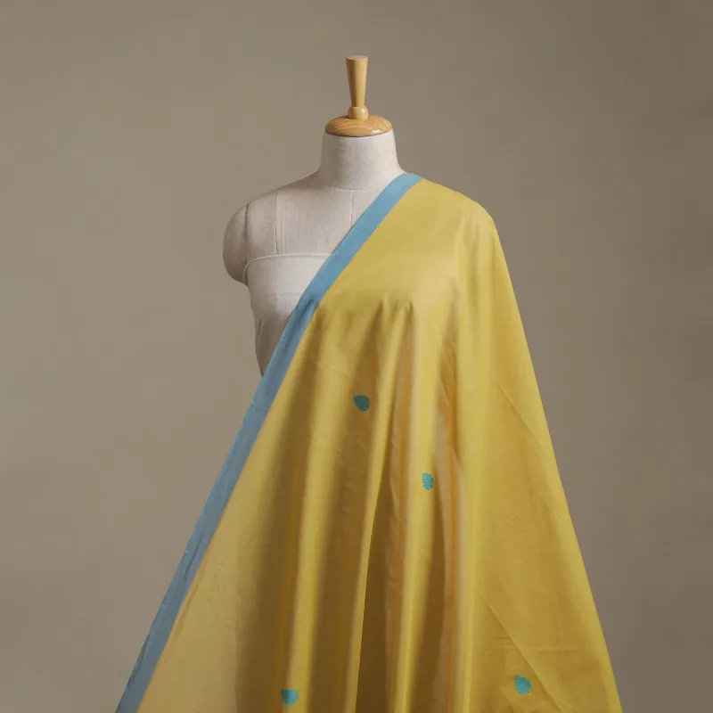 Yellow - Kanchipuram Thread Buti Cotton Fabric 19 made by Itokri
