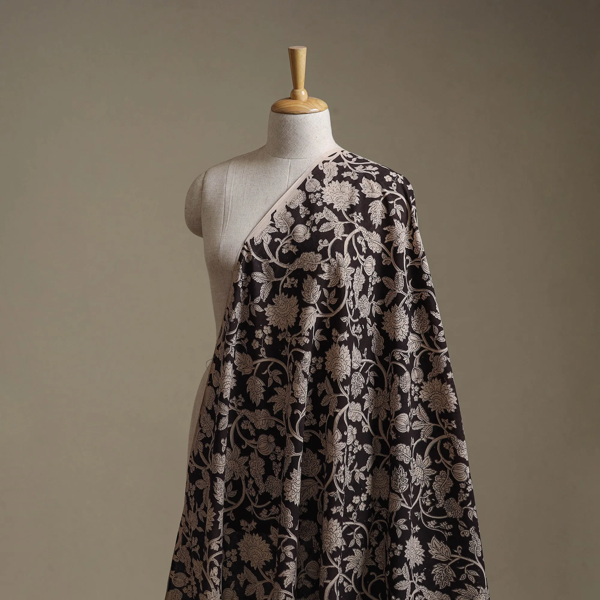 Black - Kalamkari Printed Cotton Fabric 02 sold by Itokri