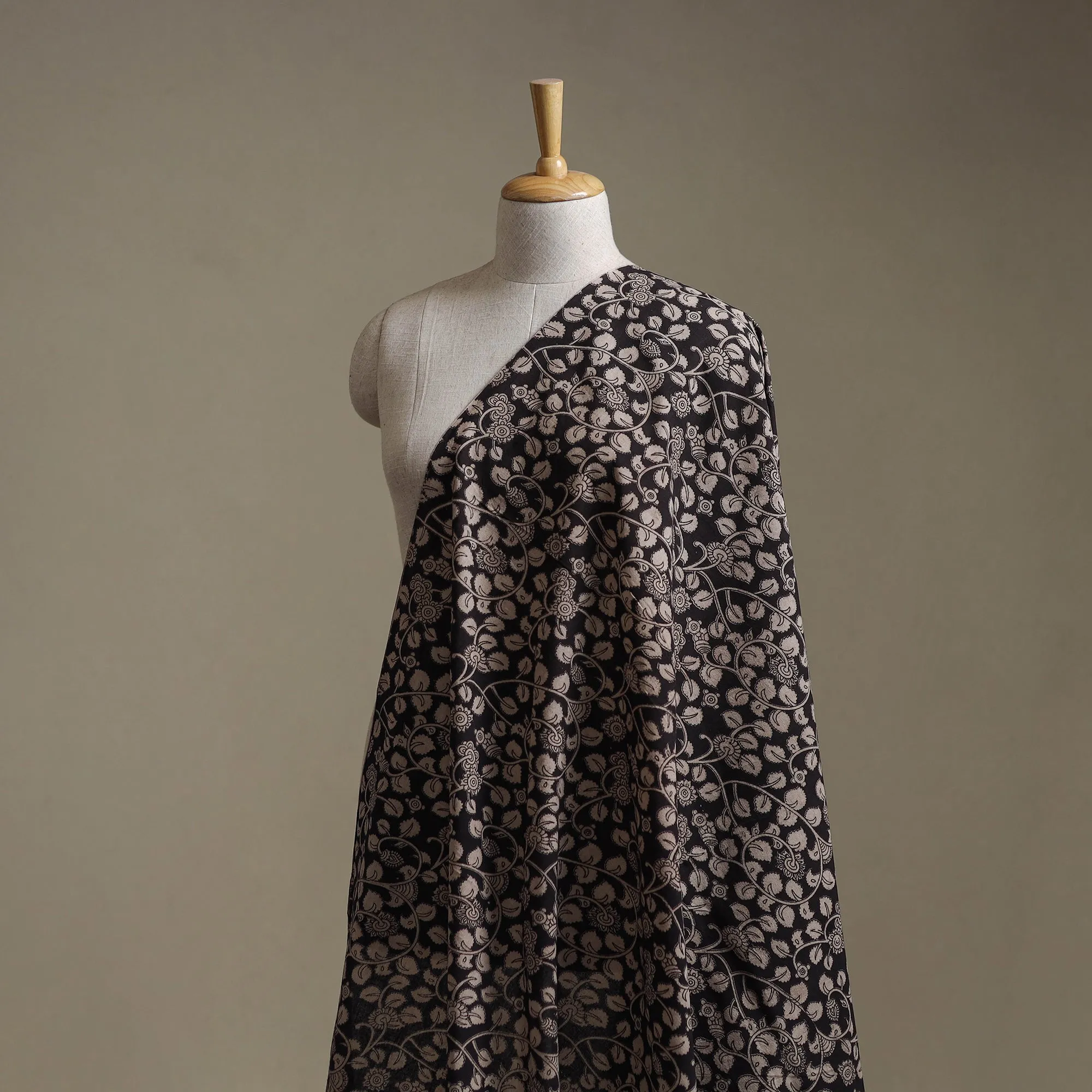 Black - Kalamkari Printed Cotton Fabric 10 sold by Itokri