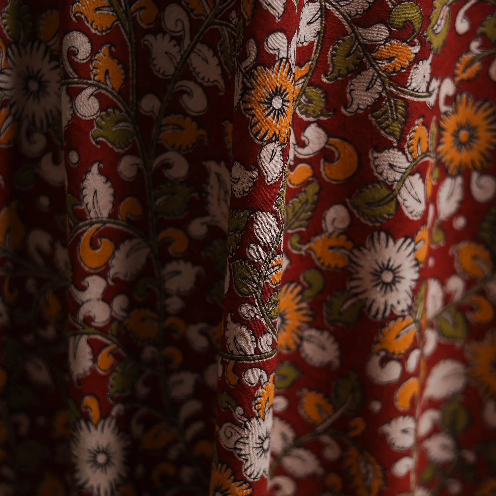 Red - Kalamkari Printed Cotton Fabric 21 sold by Itokri product image thumbnail 3