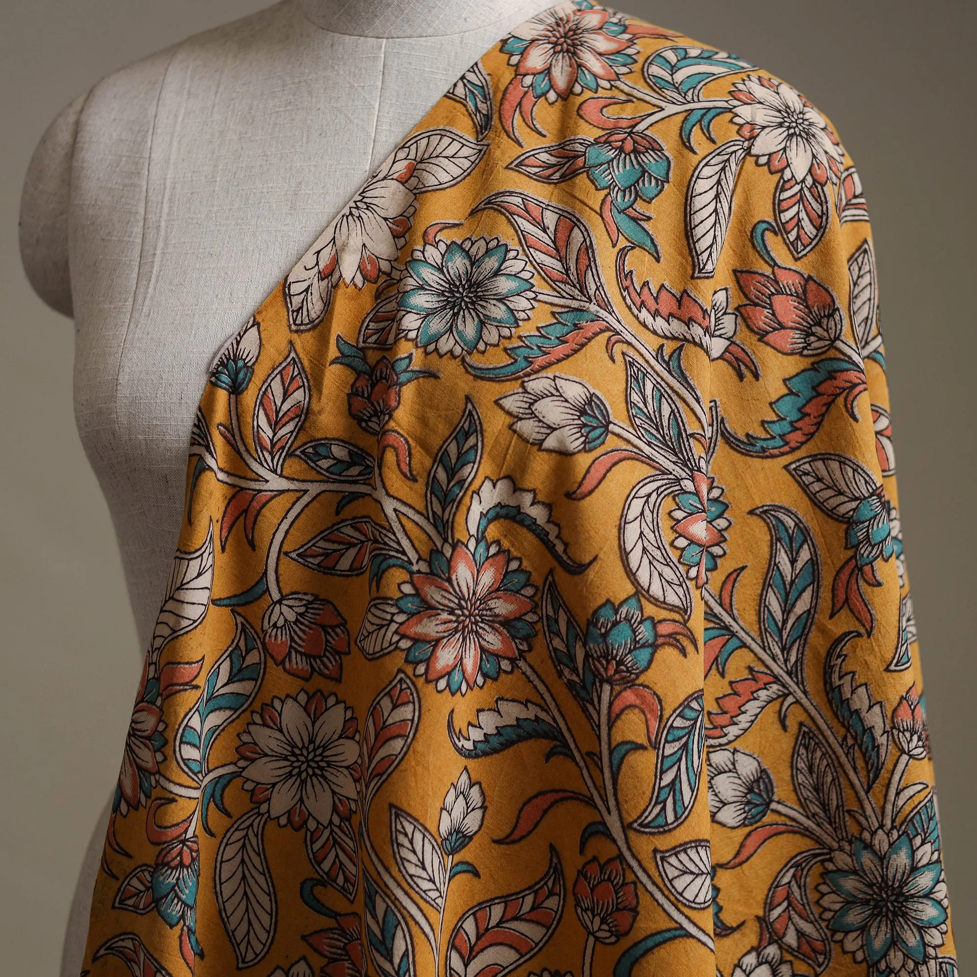 Yellow - Kalamkari Printed Cotton Fabric 23 sold by Itokri product image thumbnail 2