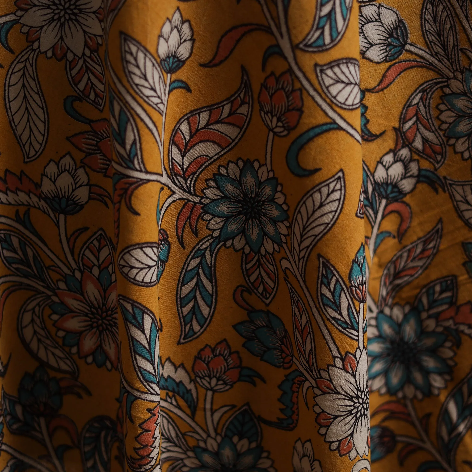 Yellow - Kalamkari Printed Cotton Fabric 23 sold by Itokri product image thumbnail 3