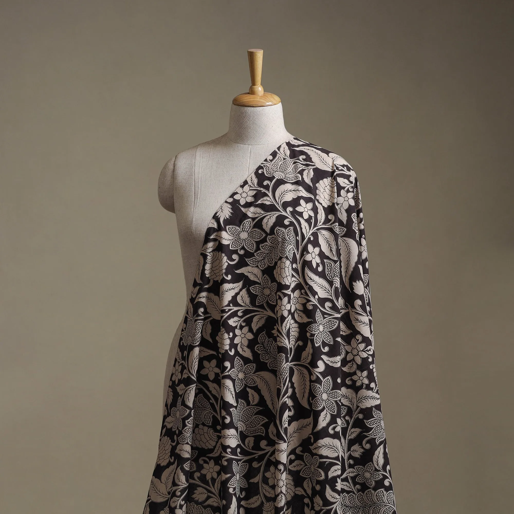 Black - Kalamkari Printed Cotton Fabric 31 sold by Itokri