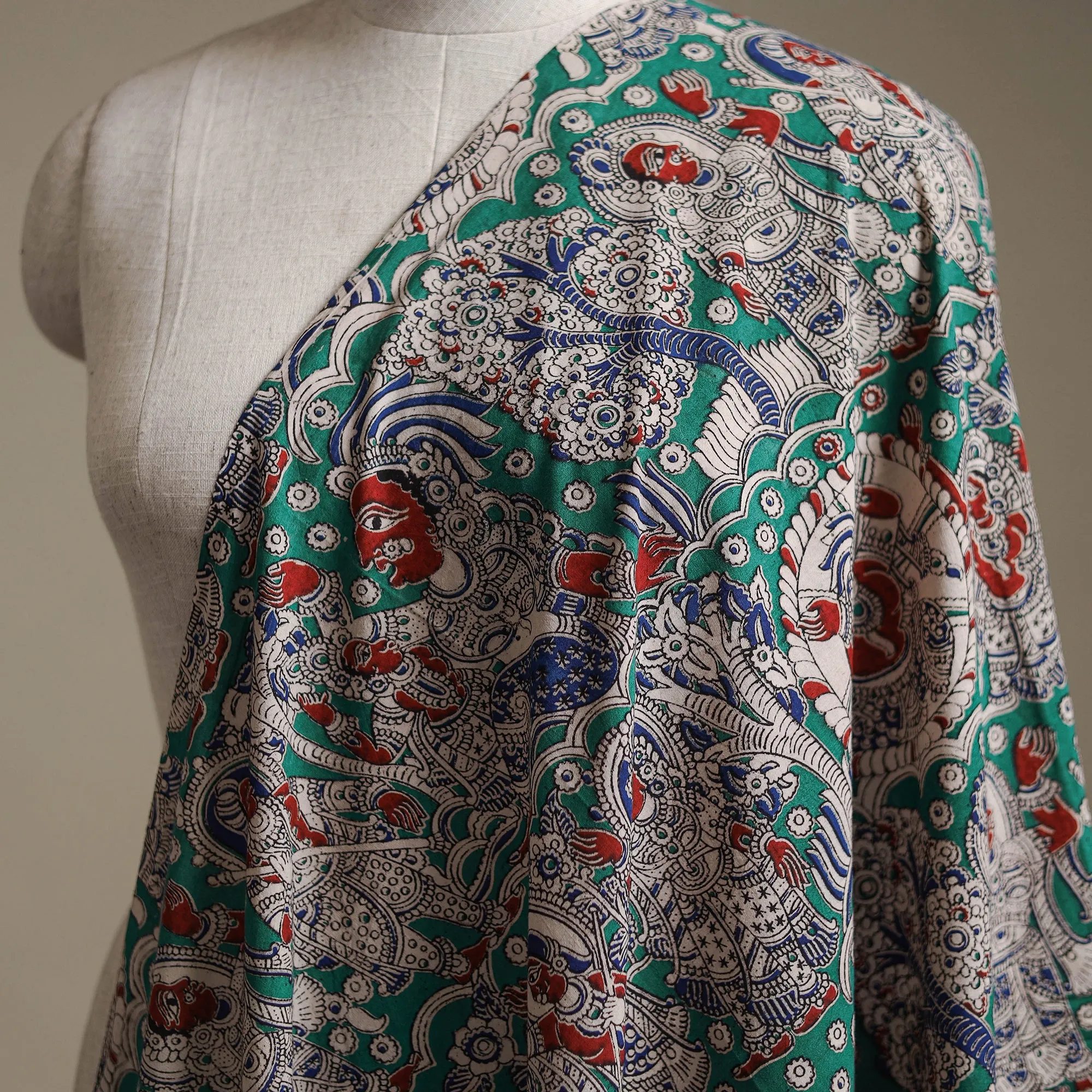 Green - Kalamkari Printed Cotton Fabric 37 sold by Itokri product image thumbnail 2