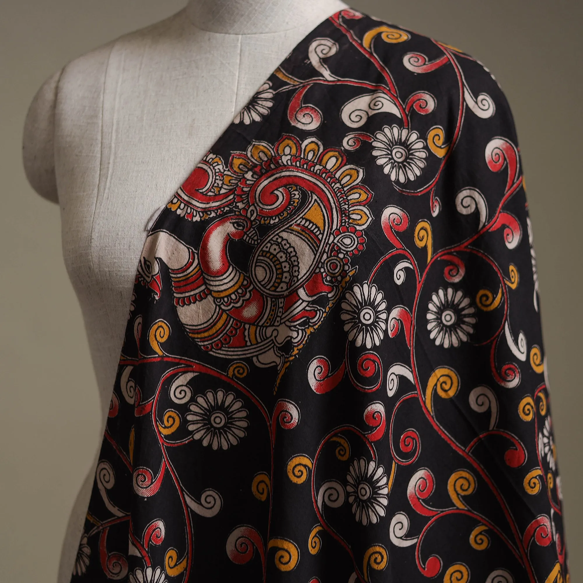 Black - Kalamkari Printed Cotton Fabric 36 sold by Itokri product image thumbnail 2