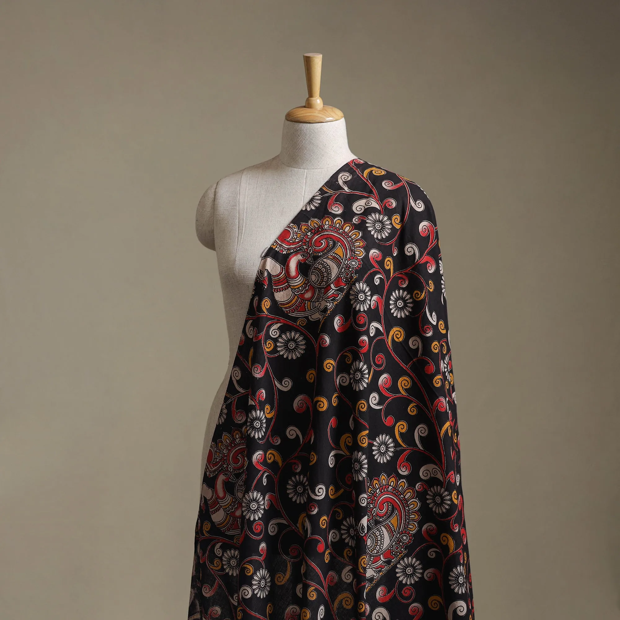 Black - Kalamkari Printed Cotton Fabric 36 sold by Itokri