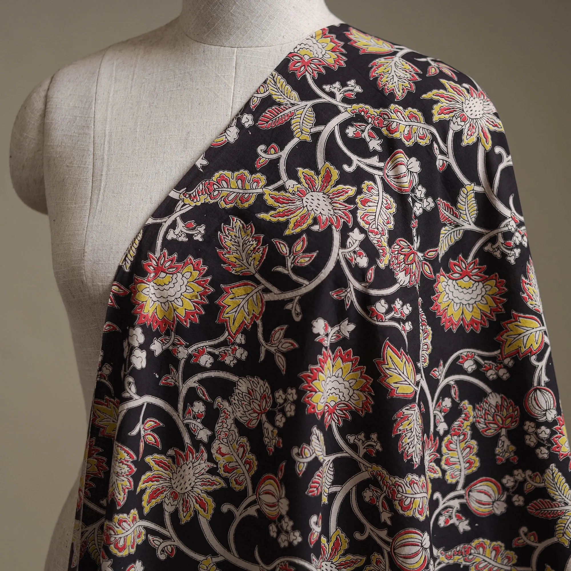 Black - Kalamkari Printed Cotton Fabric 42 sold by Itokri product image thumbnail 2