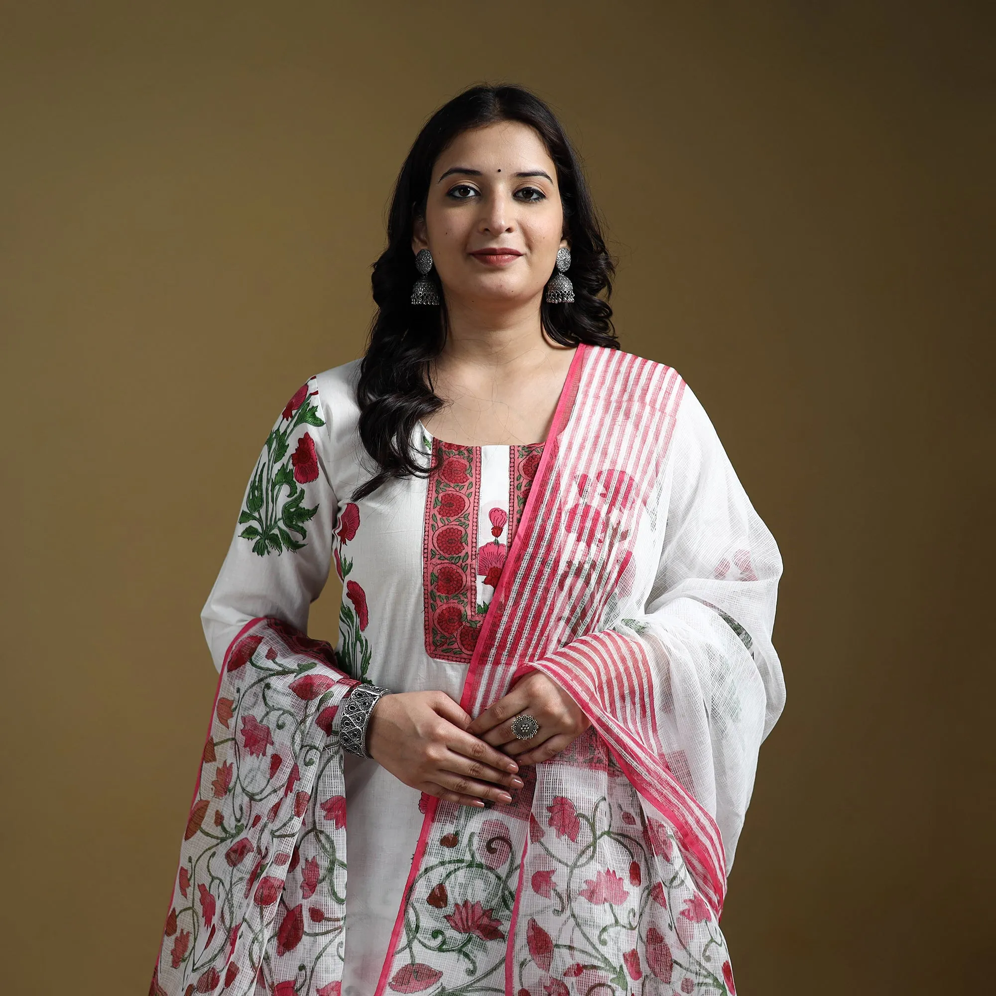 Pink - Sanganeri Hand Block Print Cotton Suit Set with Dupatta for women 03 sold by Itokri product image thumbnail 2