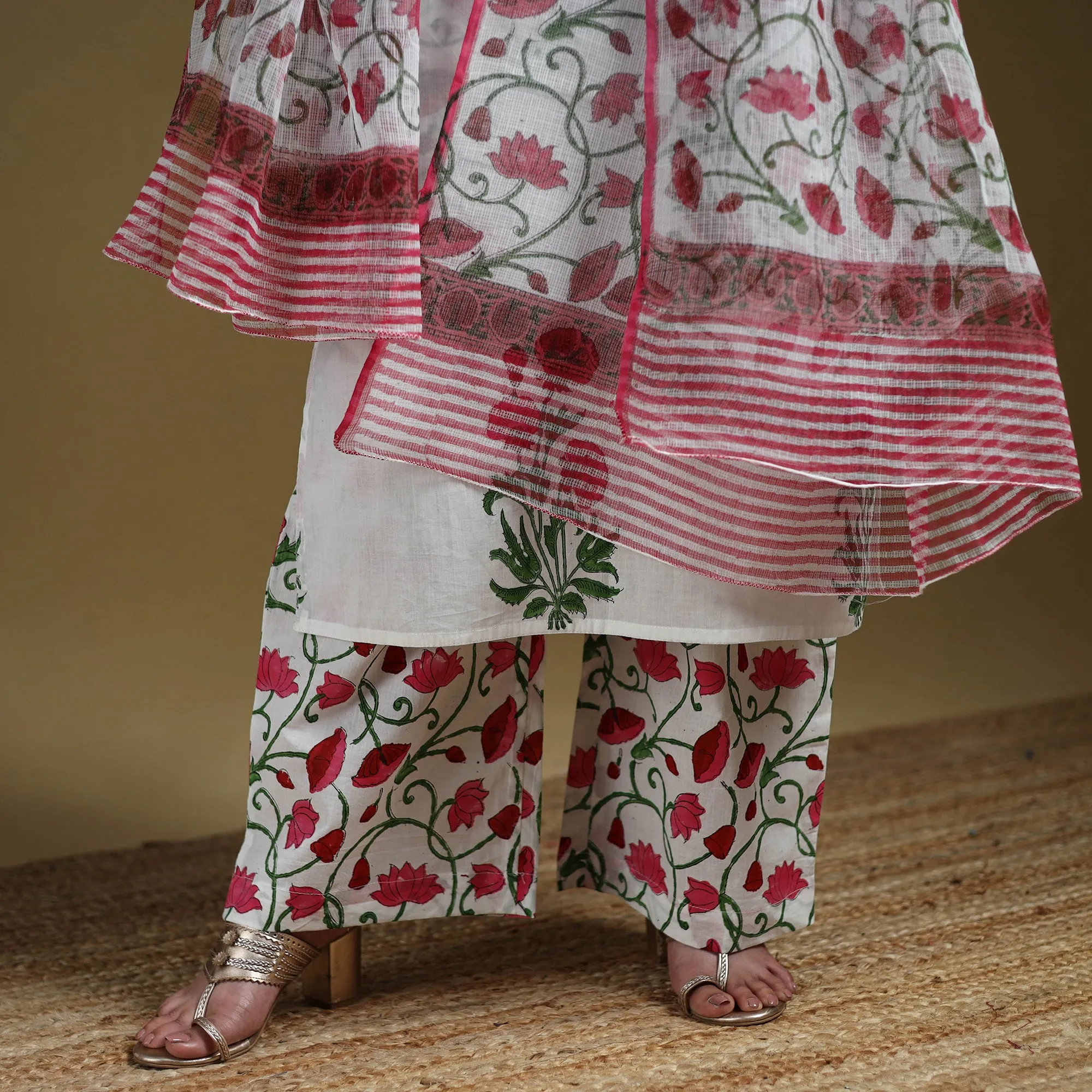 Pink - Sanganeri Hand Block Print Cotton Suit Set with Dupatta for women 03 sold by Itokri product image thumbnail 5