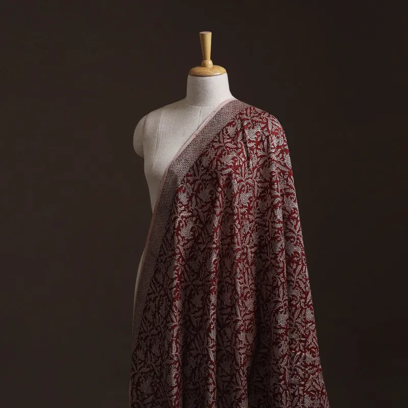 Red - Bagh Hand Block Print Chanderi Silk Natural Dyed Handloom Fabric 02 made by Itokri