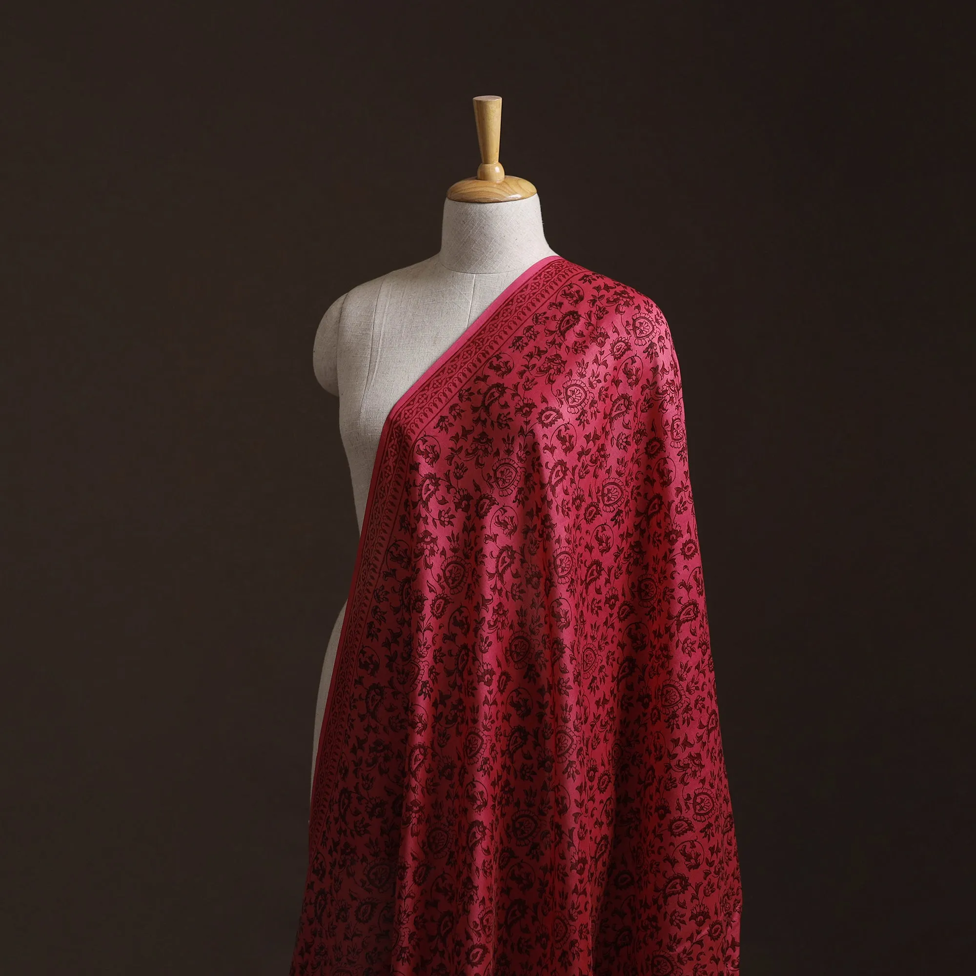 Pink - Bagh Hand Block Print Chanderi Silk Natural Dyed Handloom Fabric 08 sold by Itokri