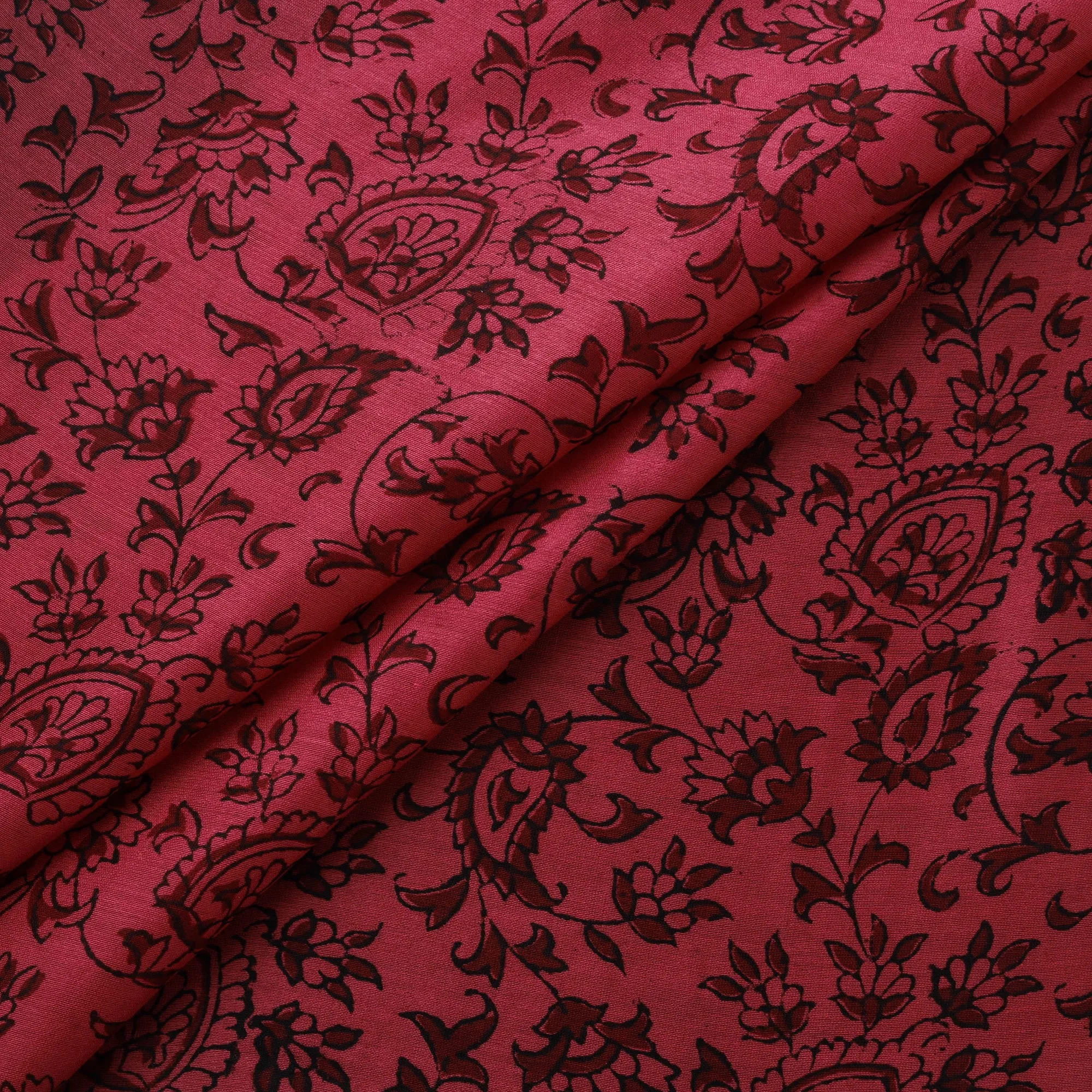 Pink - Bagh Hand Block Print Chanderi Silk Natural Dyed Handloom Fabric 08 sold by Itokri product image thumbnail 2