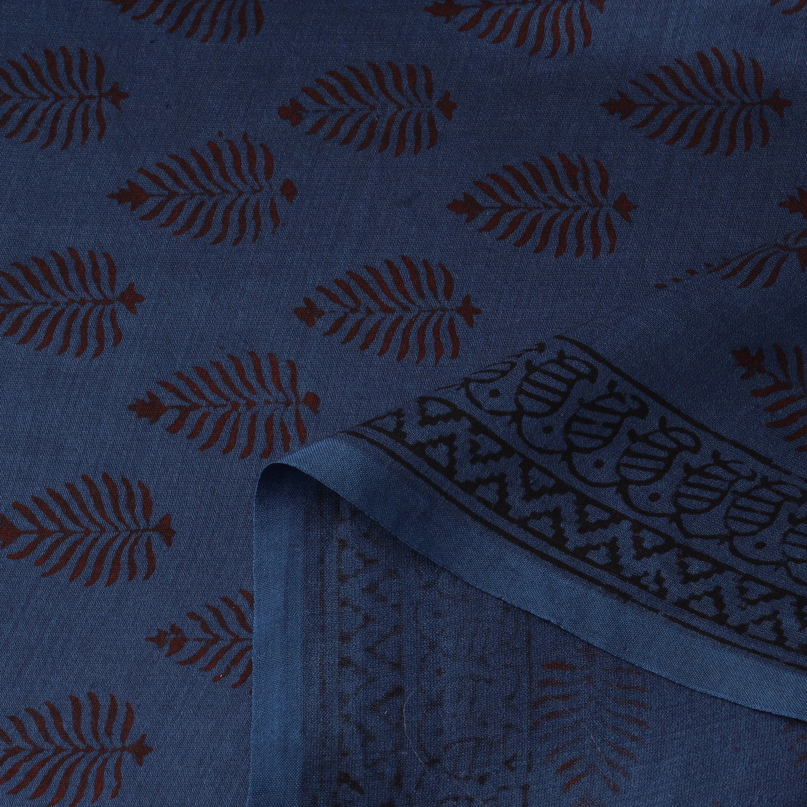 Blue - Bagh Hand Block Print Chanderi Silk Natural Dyed Handloom Fabric 15 sold by Itokri product image thumbnail 5