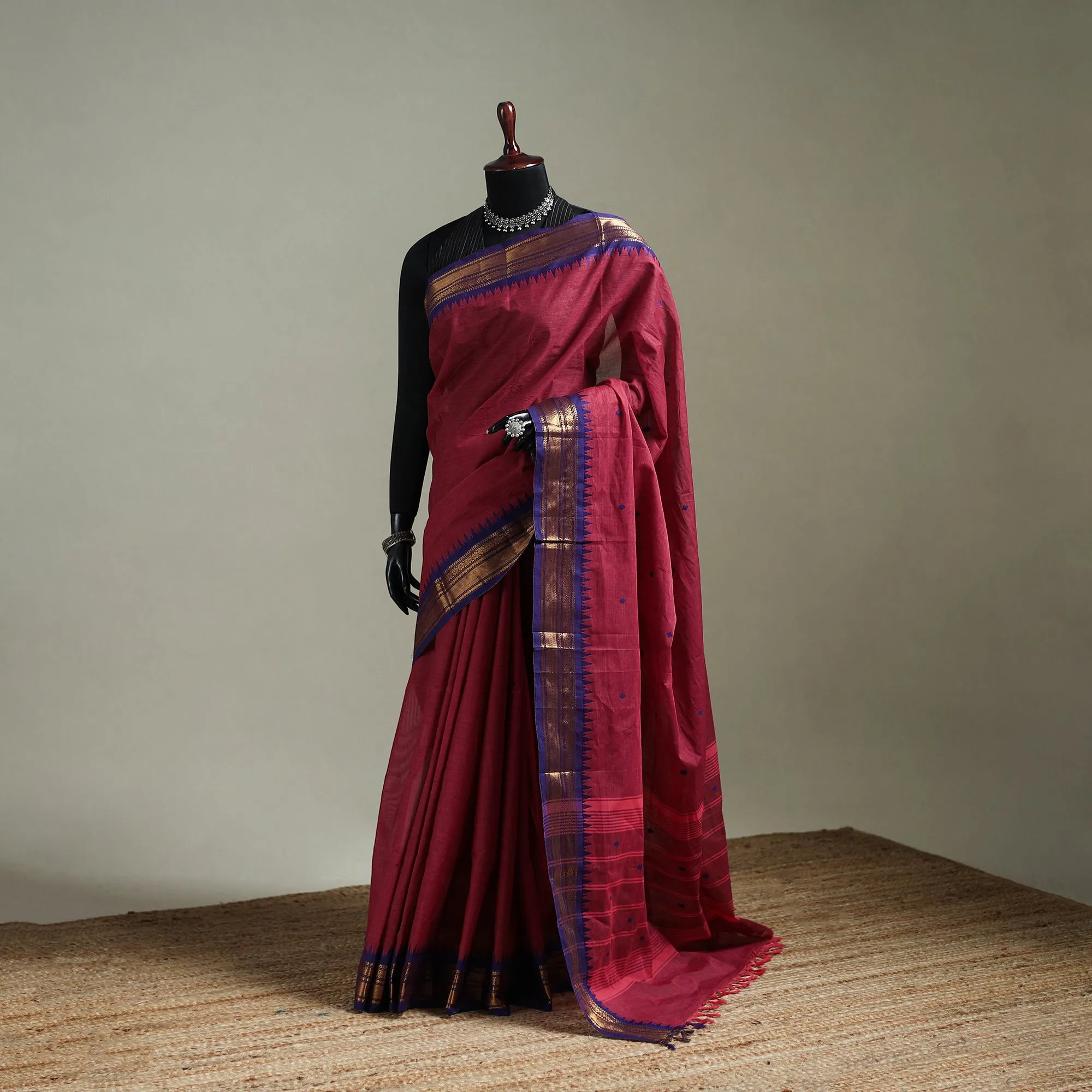Pink - Kanchipuram Buti Cotton Saree with Border 71 sold by Itokri