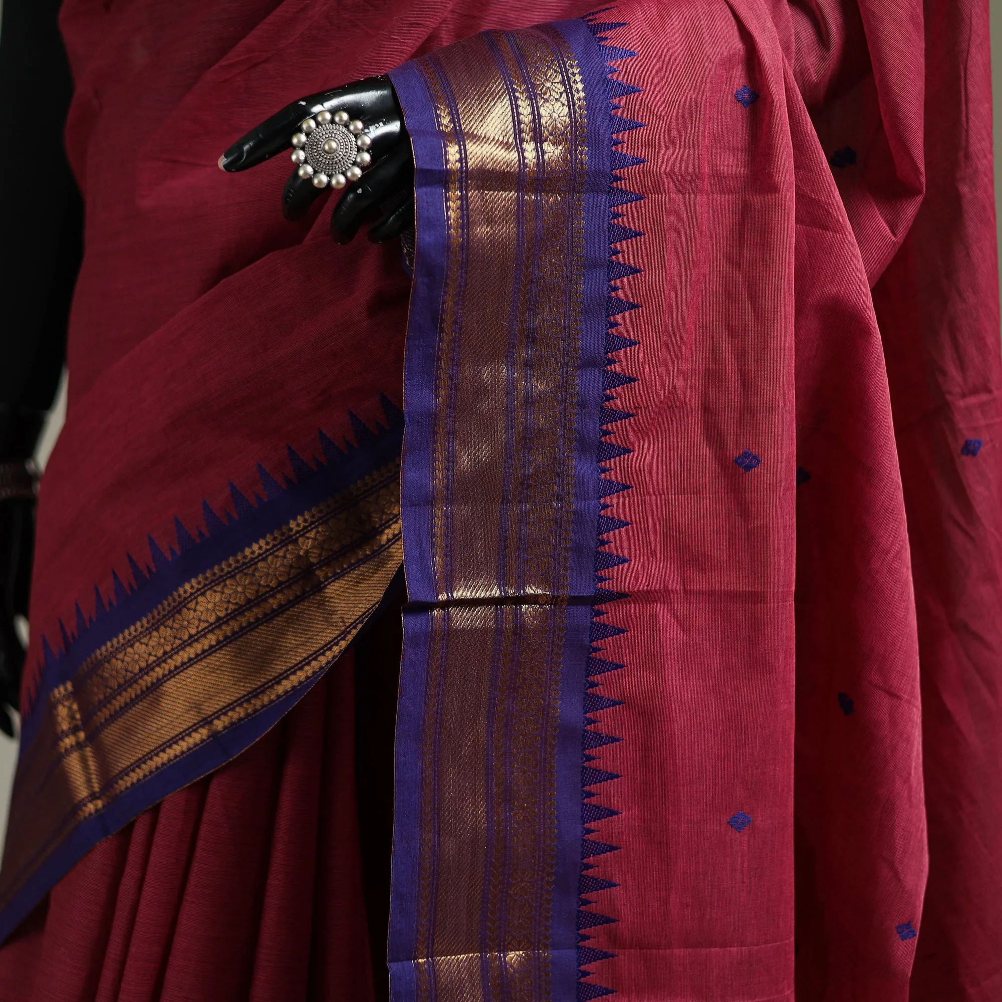 Pink - Kanchipuram Buti Cotton Saree with Border 71 sold by Itokri product image thumbnail 3