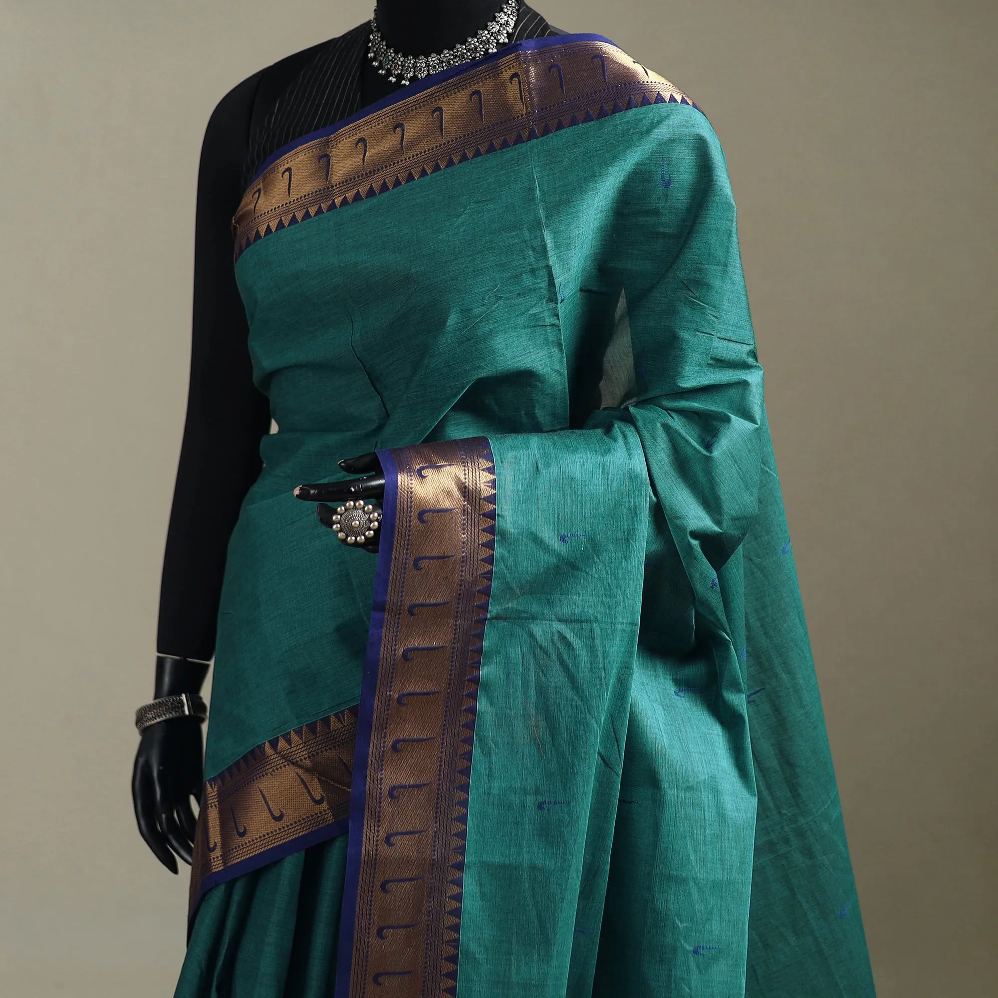 Green - Kanchipuram Buti Cotton Saree with Border 68 sold by Itokri product image thumbnail 2