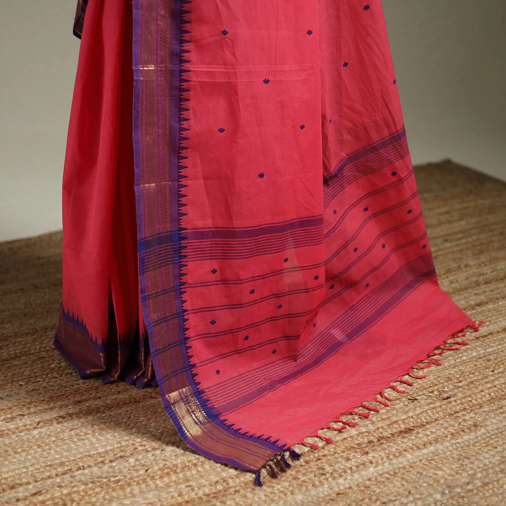 Pink - Kanchipuram Buti Cotton Saree with Border 59 sold by Itokri product image thumbnail 4
