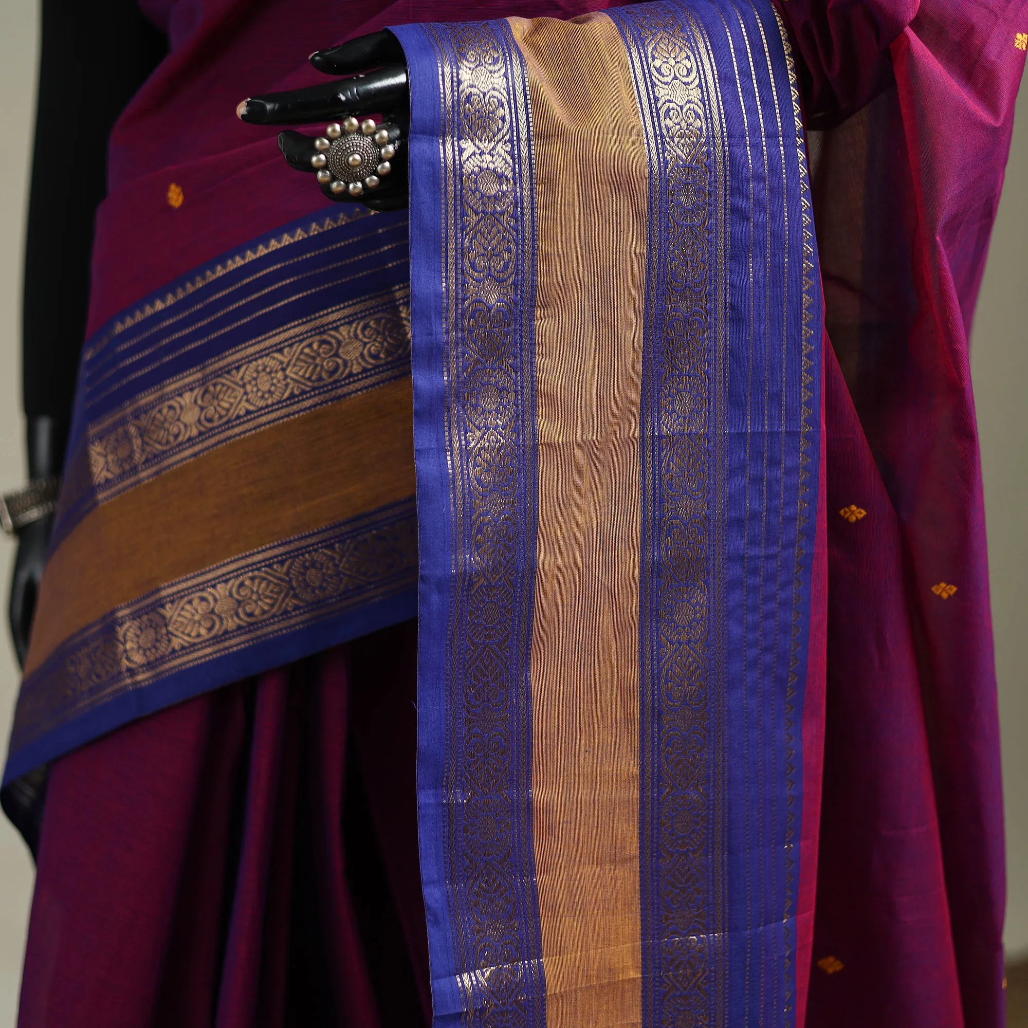 Purple - Kanchipuram Buti Cotton Saree with Border 42 sold by Itokri product image thumbnail 3