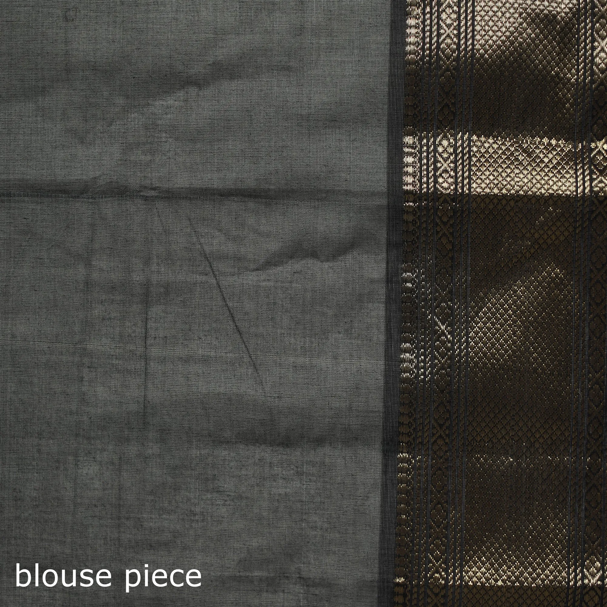 Grey - Kanchipuram Buti Cotton Saree with Border 07 sold by Itokri product image thumbnail 5