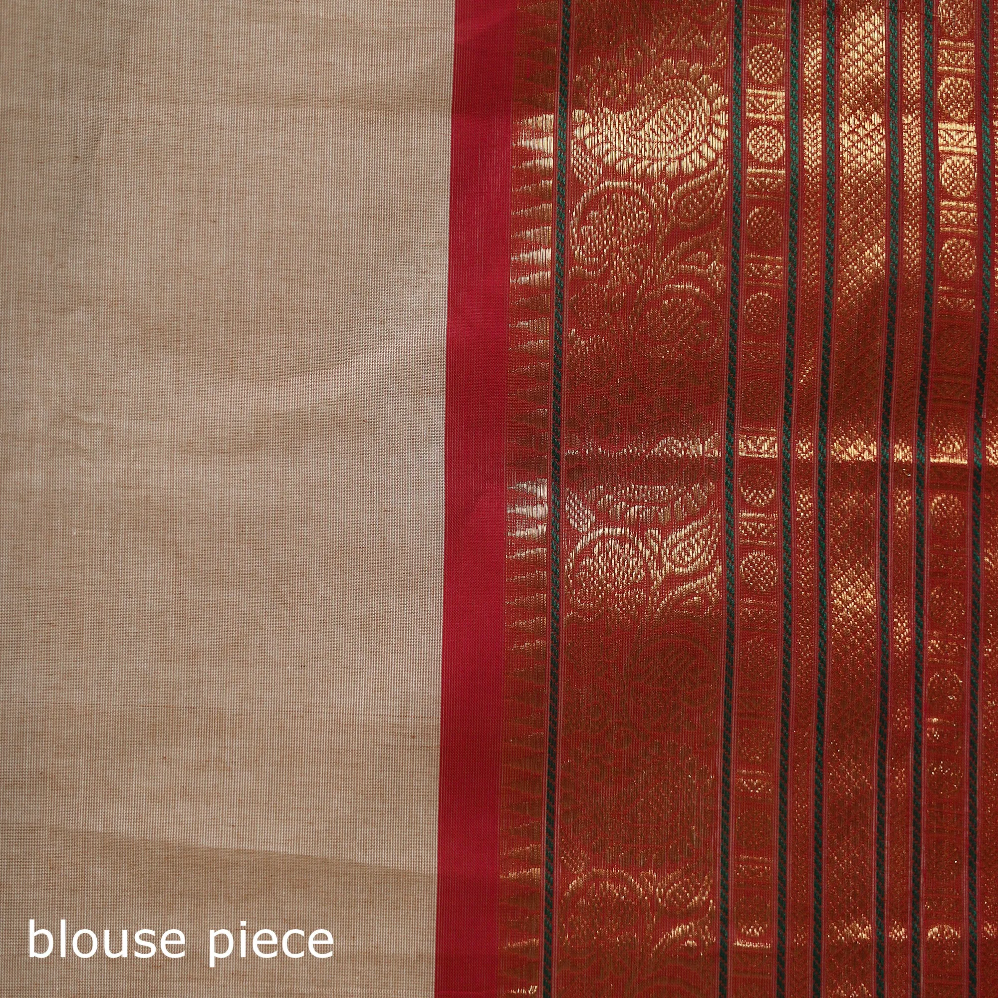 Beige - Kanchipuram Buti Cotton Saree with Border 02 sold by Itokri product image thumbnail 5