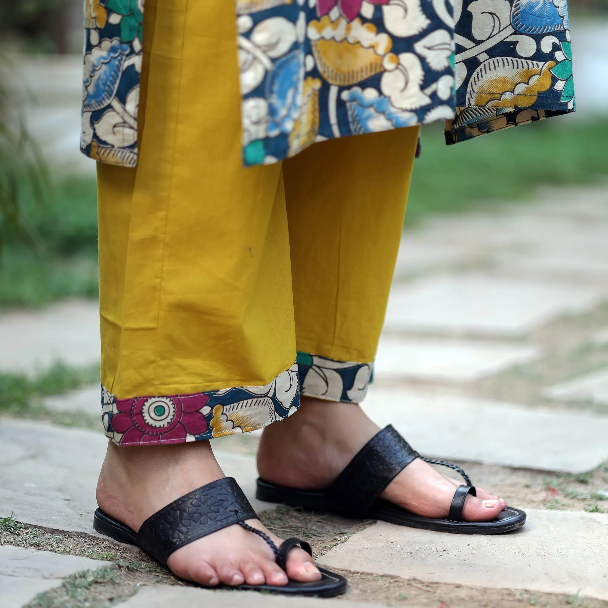Multicolor - Kalamkari Printed Cotton Kurta with Palazzo Set sold by Itokri product image thumbnail 5