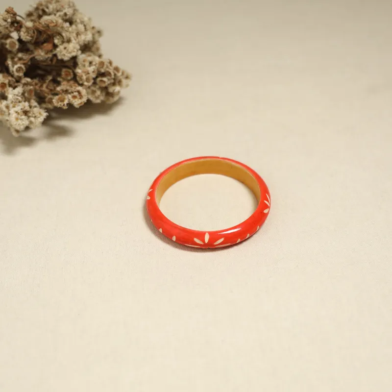 Orange - Channapatna Handcrafted Wooden Bangle (Size - 2-8) 83 made by Itokri