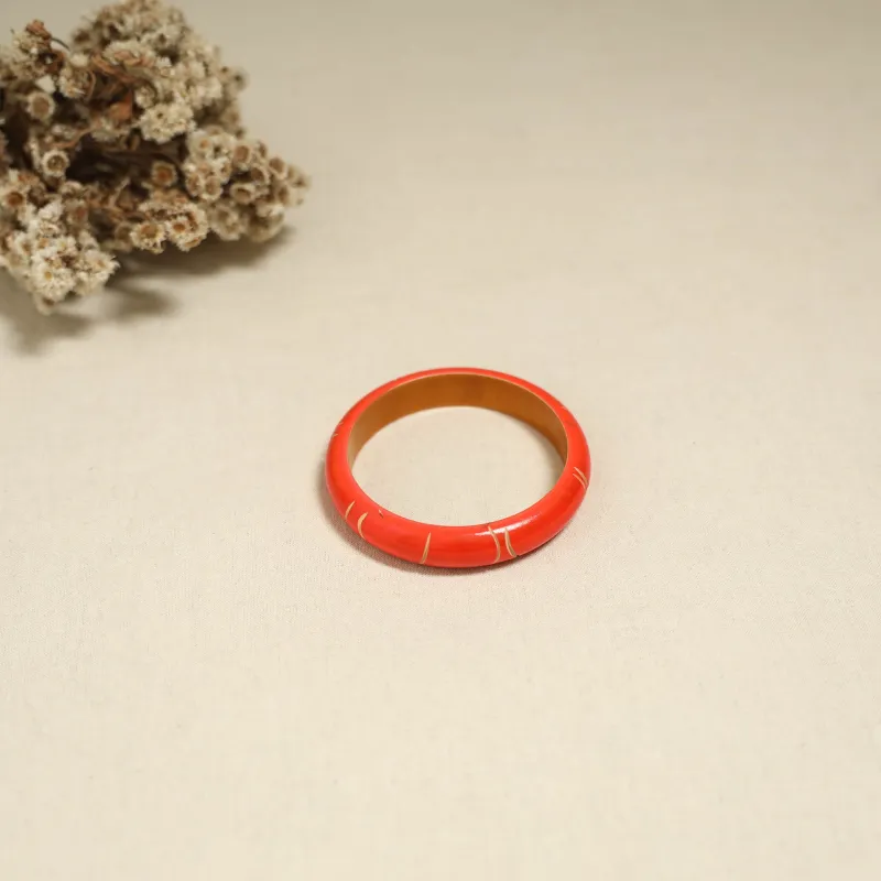 Orange - Channapatna Handcrafted Wooden Bangle (Size - 2-6) 68 made by Itokri