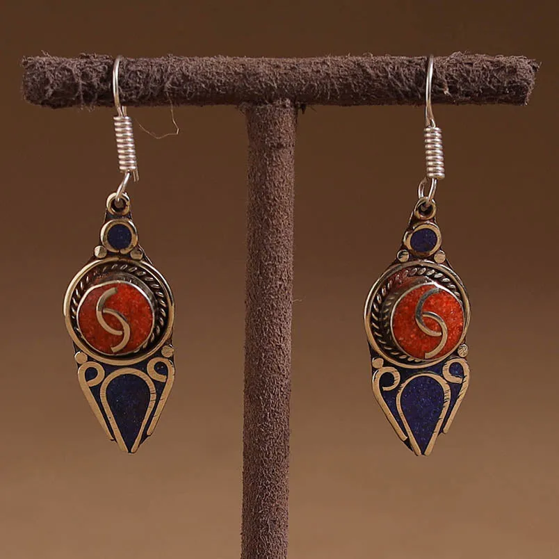 Orange - Ethnic Tribal Tibetan Earrings from Himalaya 54 sold by Itokri product image thumbnail 2