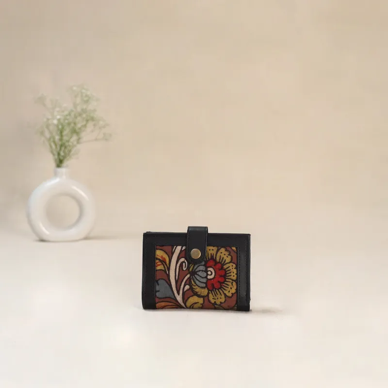 Brown - Srikalahasti Kalamkari Handpainted Wallet 111 made by Itokri