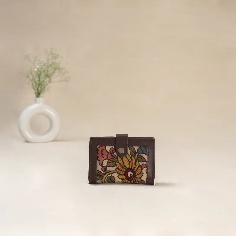 Beige - Srikalahasti Kalamkari Handpainted Wallet 110 made by Itokri