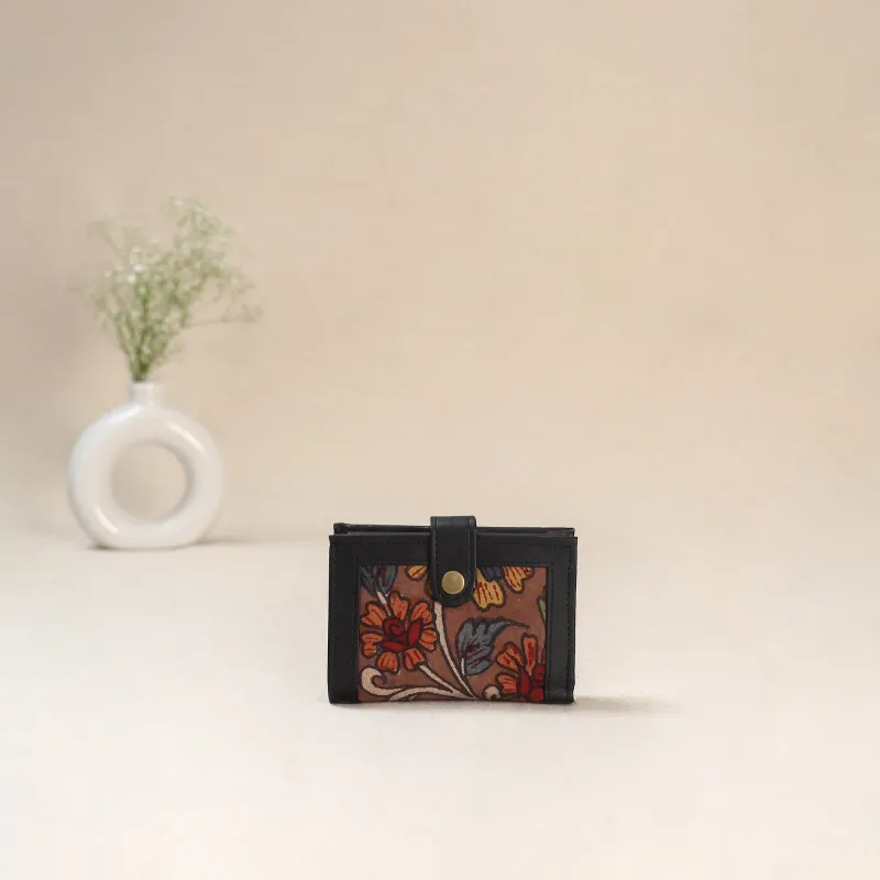Brown - Srikalahasti Kalamkari Handpainted Wallet 102 made by Itokri