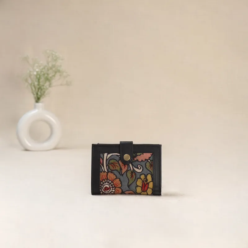Blue - Srikalahasti Kalamkari Handpainted Wallet 100 made by Itokri