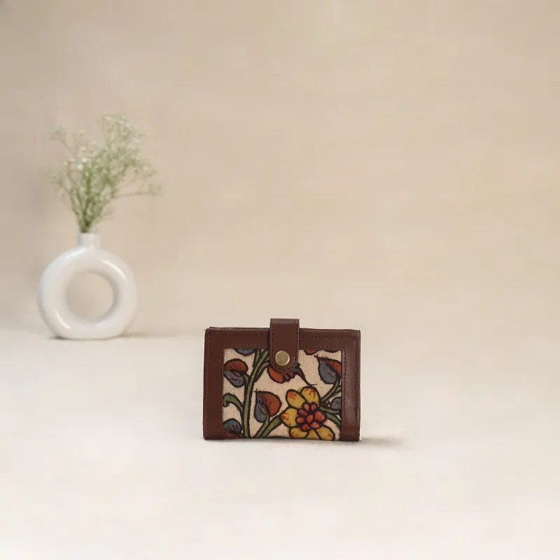 Beige - Srikalahasti Kalamkari Handpainted Wallet 93 made by Itokri
