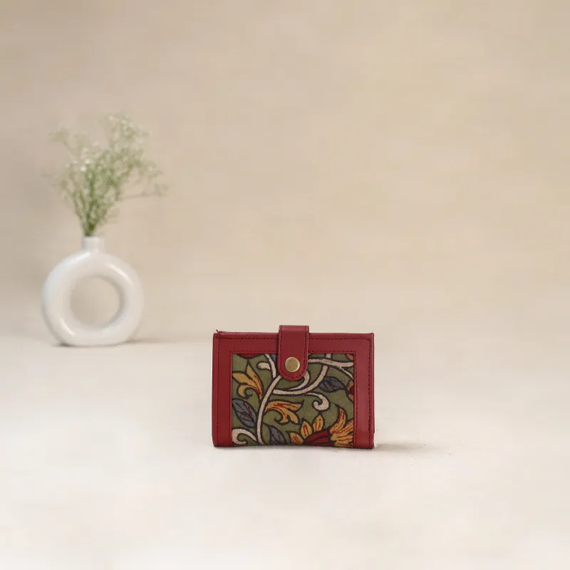 Green - Srikalahasti Kalamkari Handpainted Wallet 91 made by Itokri