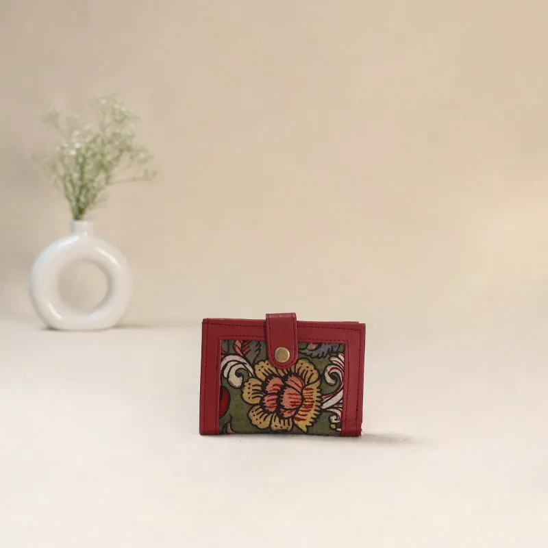 Green - Srikalahasti Kalamkari Handpainted Wallet 89 made by Itokri