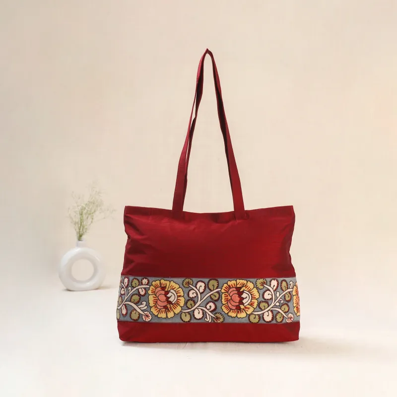 Red - Srikalahasti Kalamkari Handpainted Shoulder Bag 10 made by Itokri