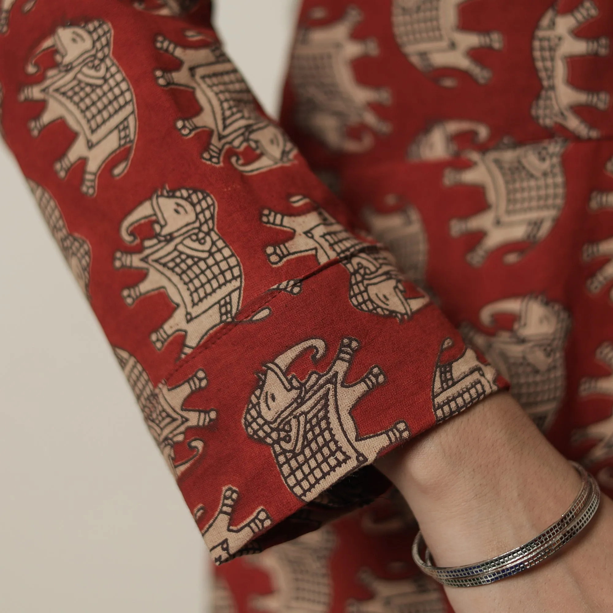 Red - Kalamkari Printed Cotton Straight Kurta 19 sold by Itokri product image thumbnail 5