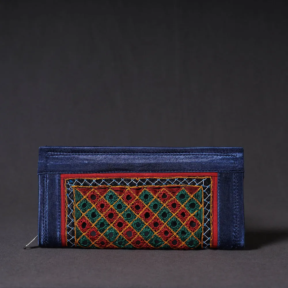 Blue - Kutchi Embroidery Mirror Work Clutch sold by Itokri