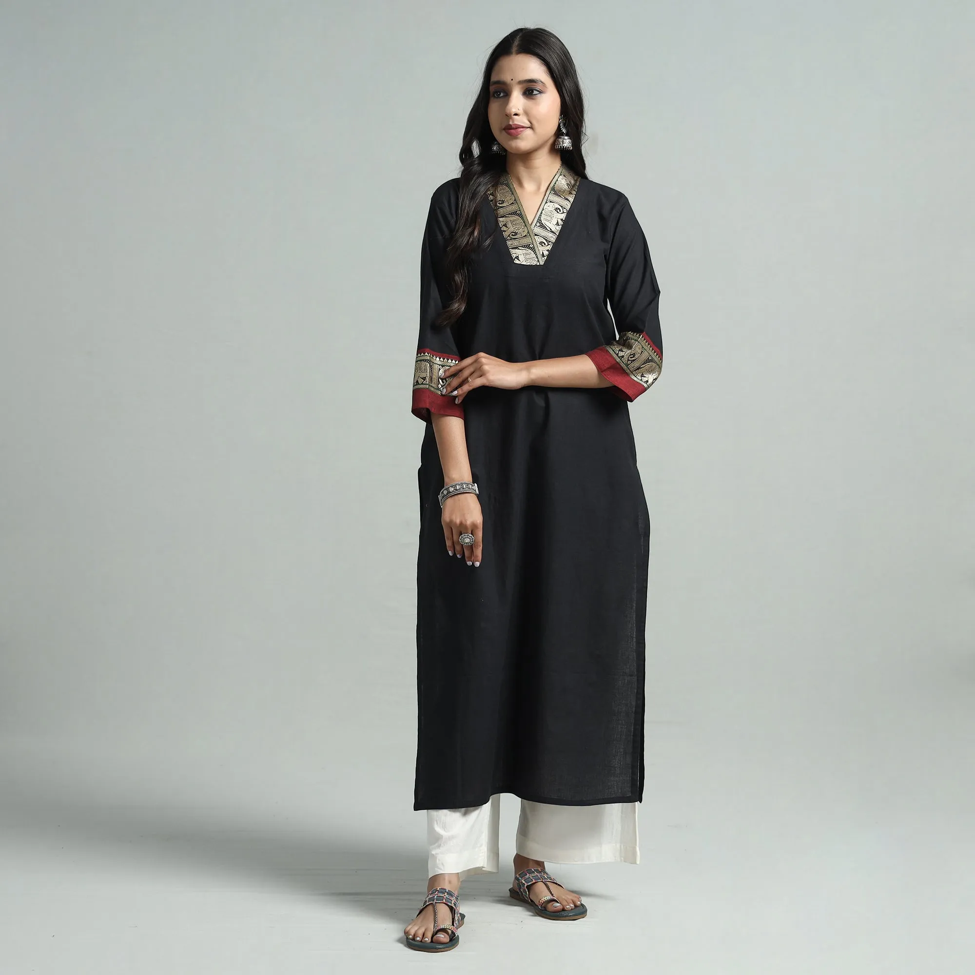 Black - Dharwad Cotton Straight Kurta sold by Itokri product image thumbnail 4