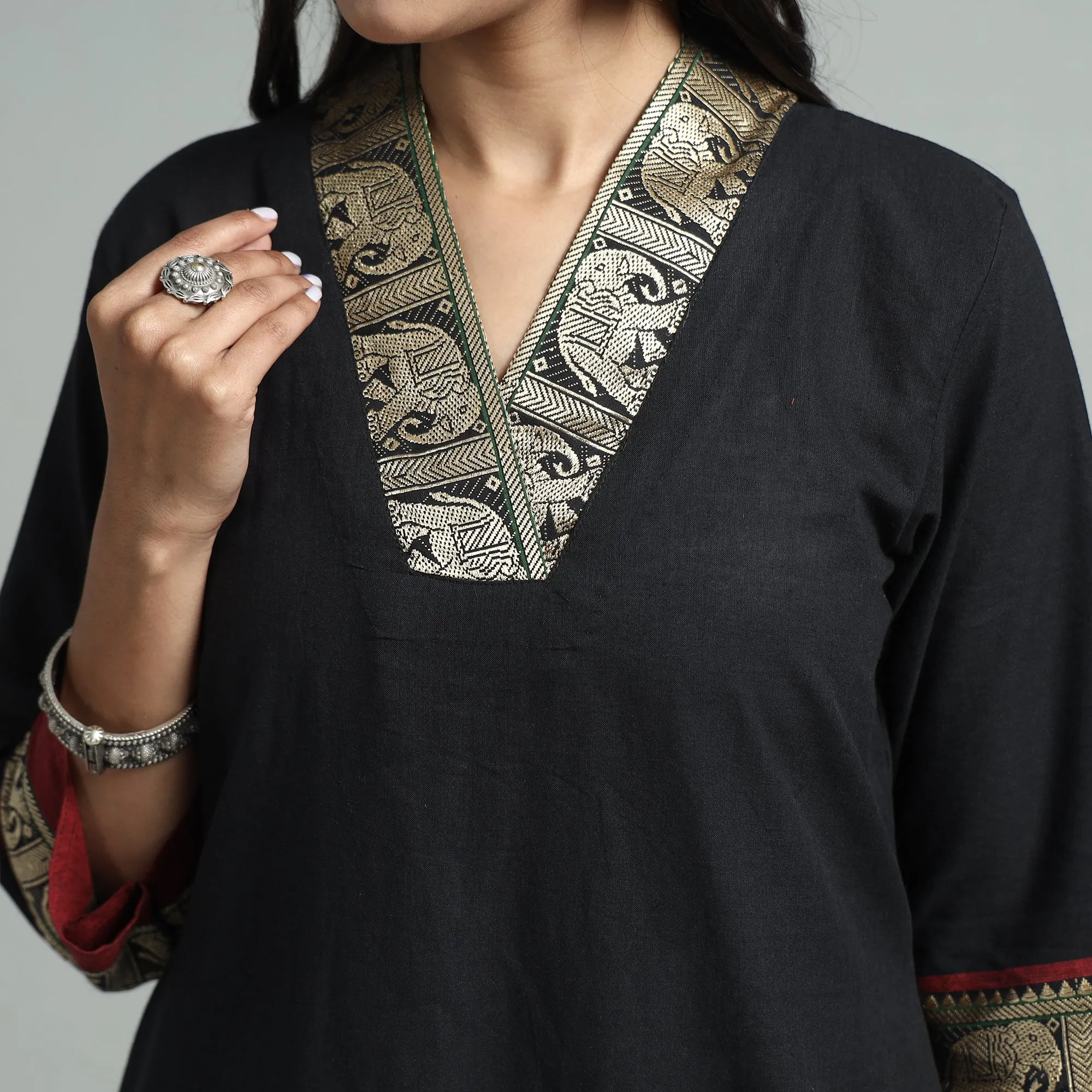 Black - Dharwad Cotton Straight Kurta sold by Itokri product image thumbnail 5