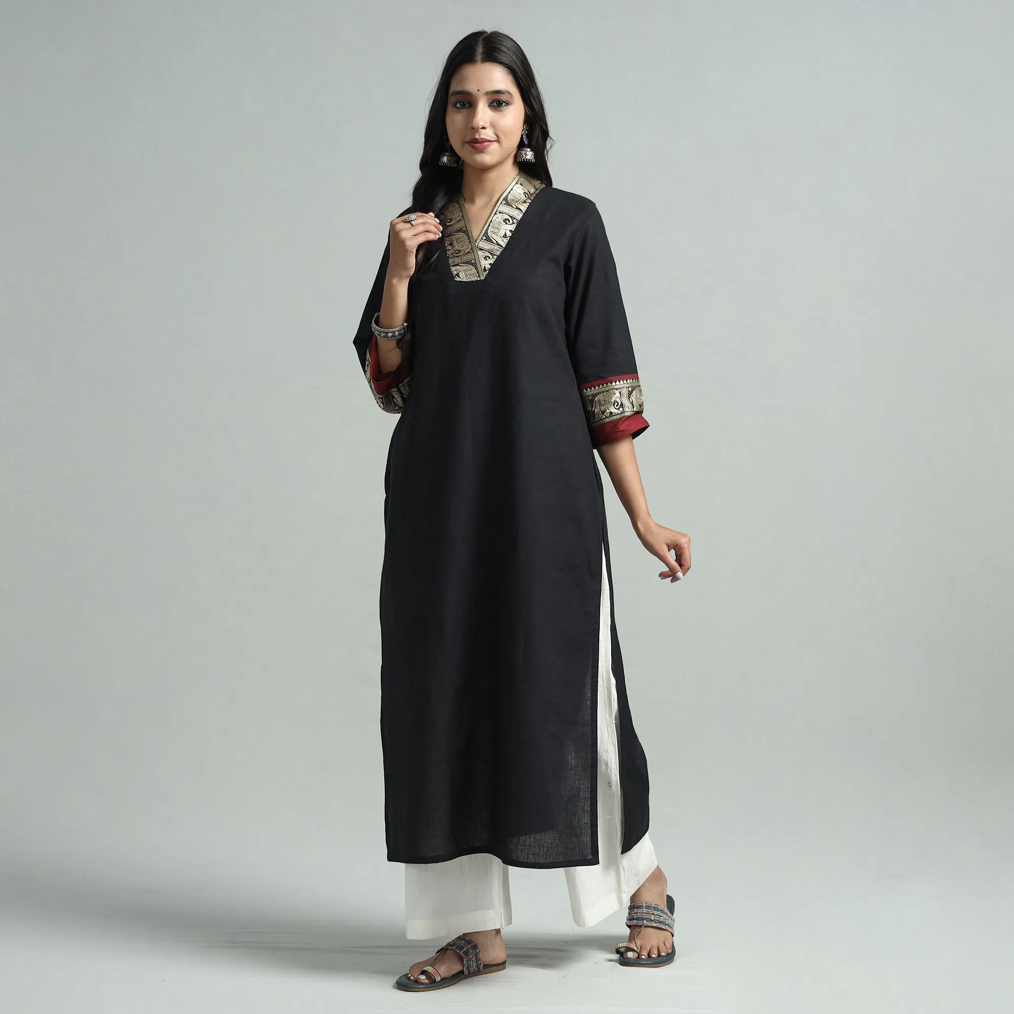 Black - Dharwad Cotton Straight Kurta sold by Itokri product image thumbnail 2