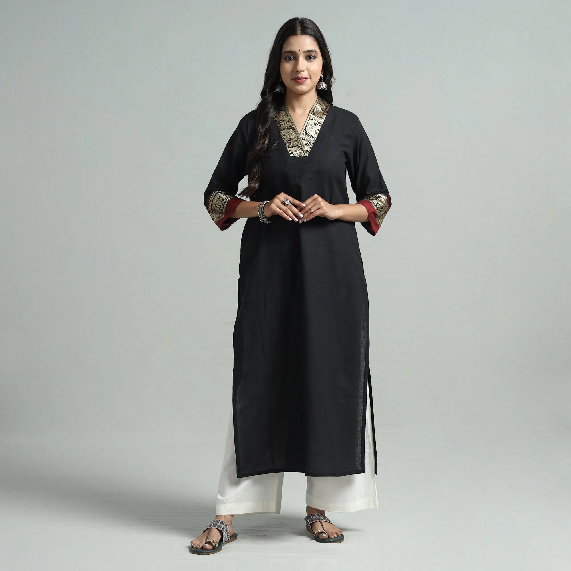 Black - Dharwad Cotton Straight Kurta sold by Itokri product image thumbnail 3