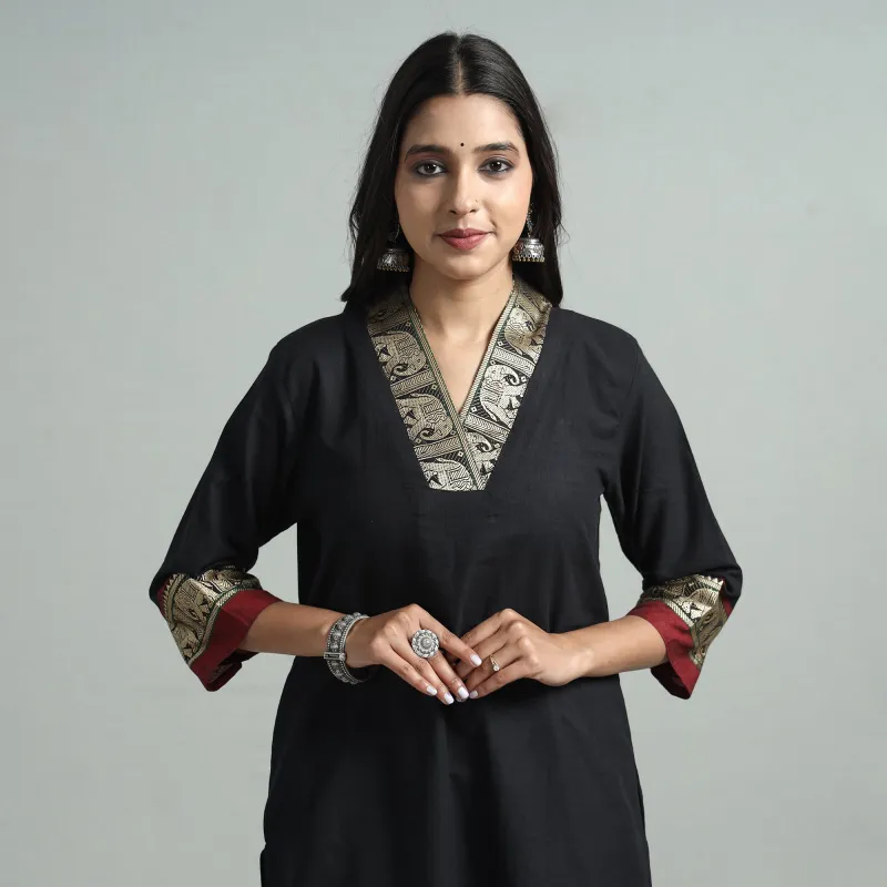 Black - Dharwad Cotton Straight Kurta made by Itokri