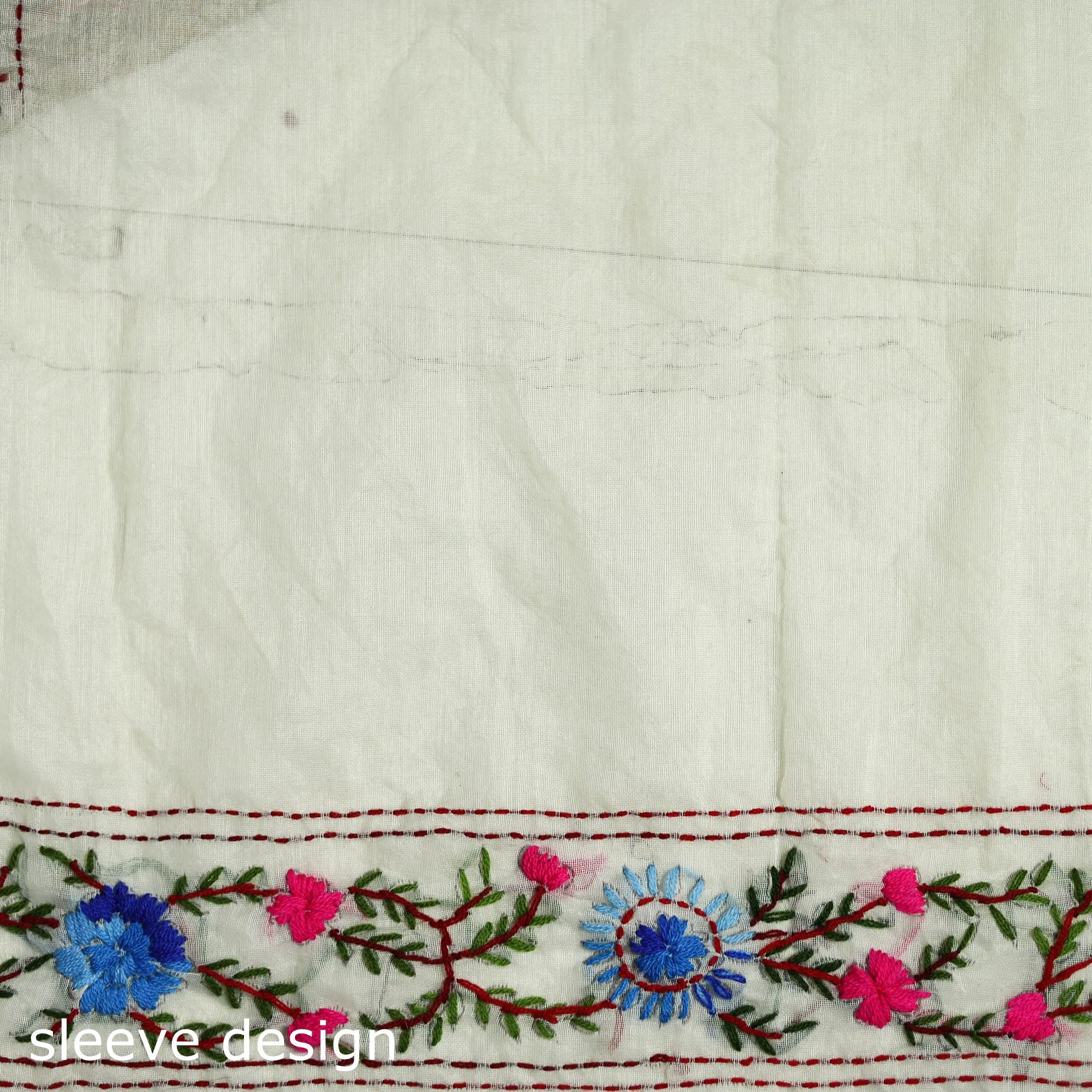 Green - Phulkari Hand Embroidery Chapa Work Chanderi Silk Saree 07 sold by Itokri product image thumbnail 4