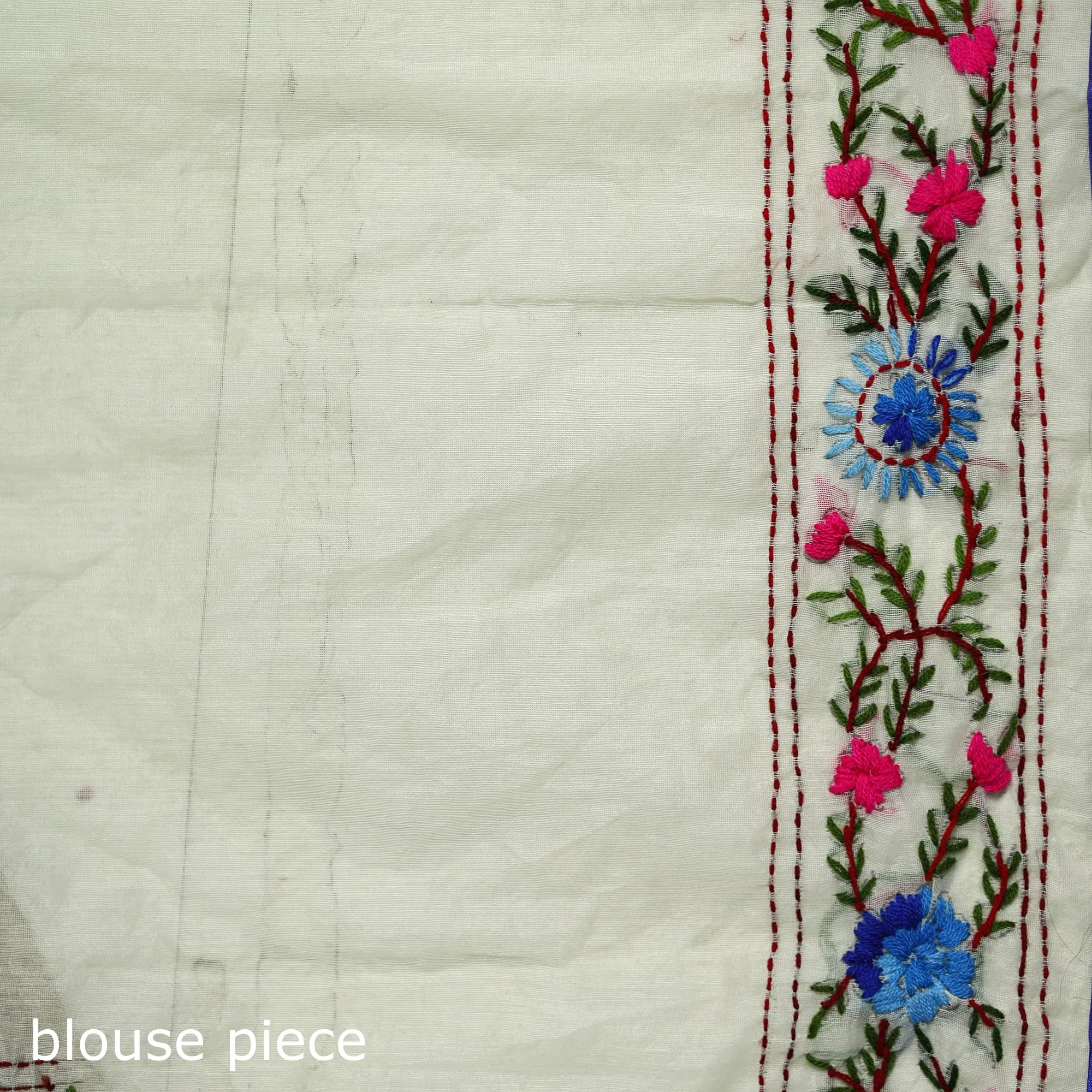 Green - Phulkari Hand Embroidery Chapa Work Chanderi Silk Saree 07 sold by Itokri product image thumbnail 5