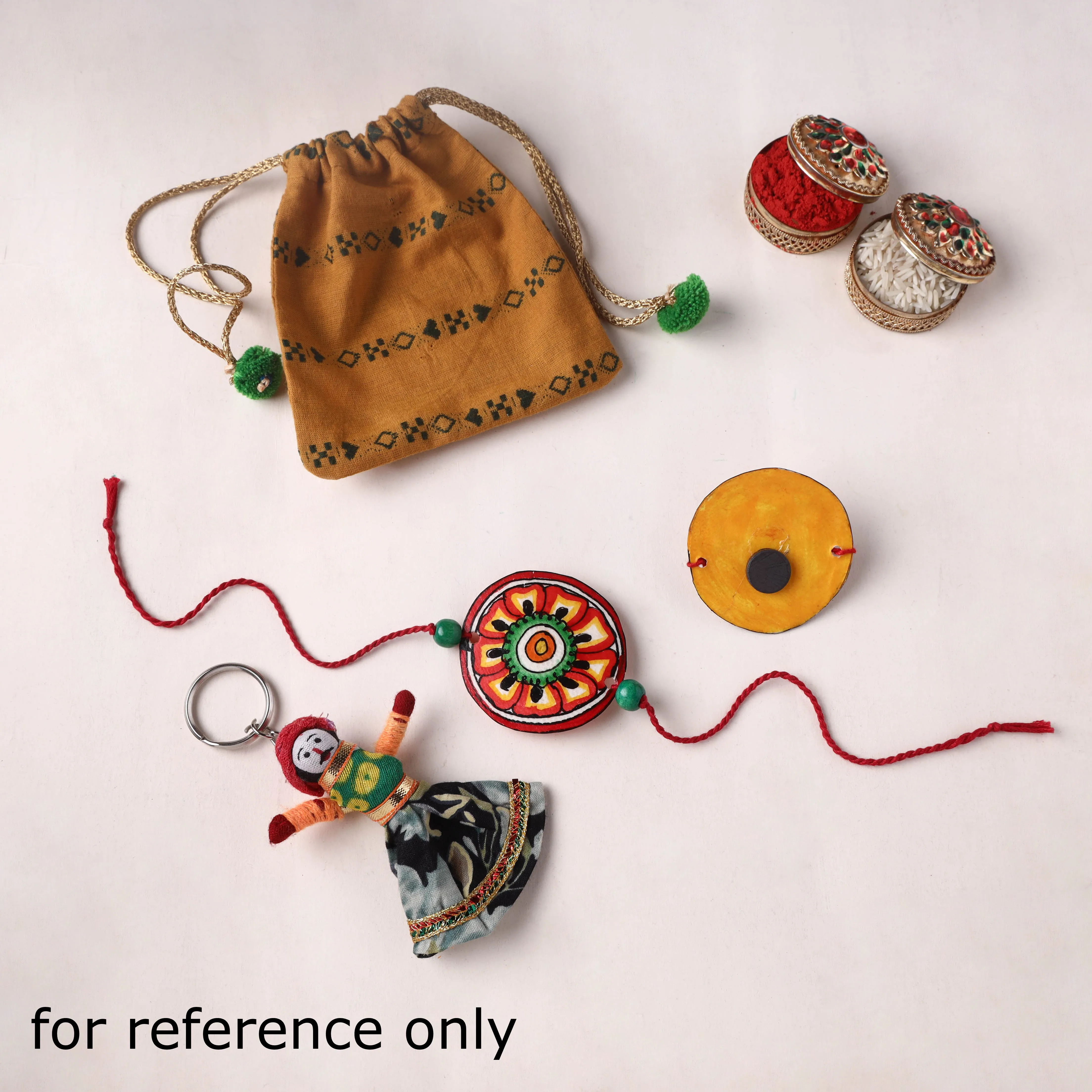Flower - Handpainted Tholu Bommalata Leather Rakhi (Assorted) 30 sold by Itokri product image thumbnail 3
