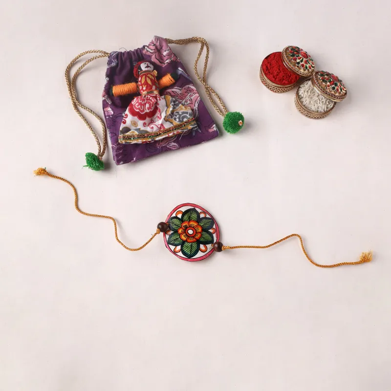 Handpainted Tholu Bommalata Leather Rakhi (Assorted) 15 made by Itokri