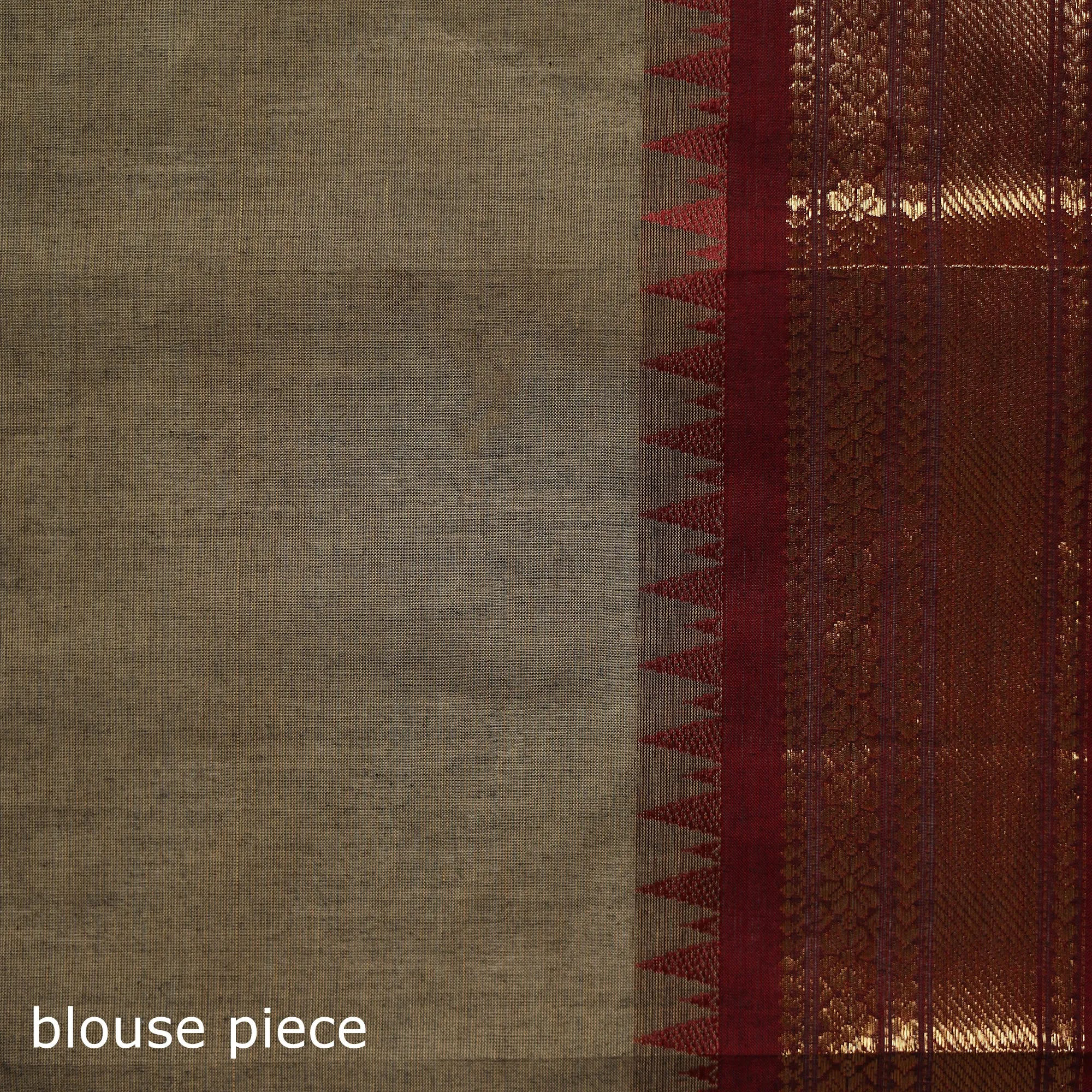 Brown - Kanchipuram Buti Cotton Saree with Border 05 sold by Itokri product image thumbnail 5
