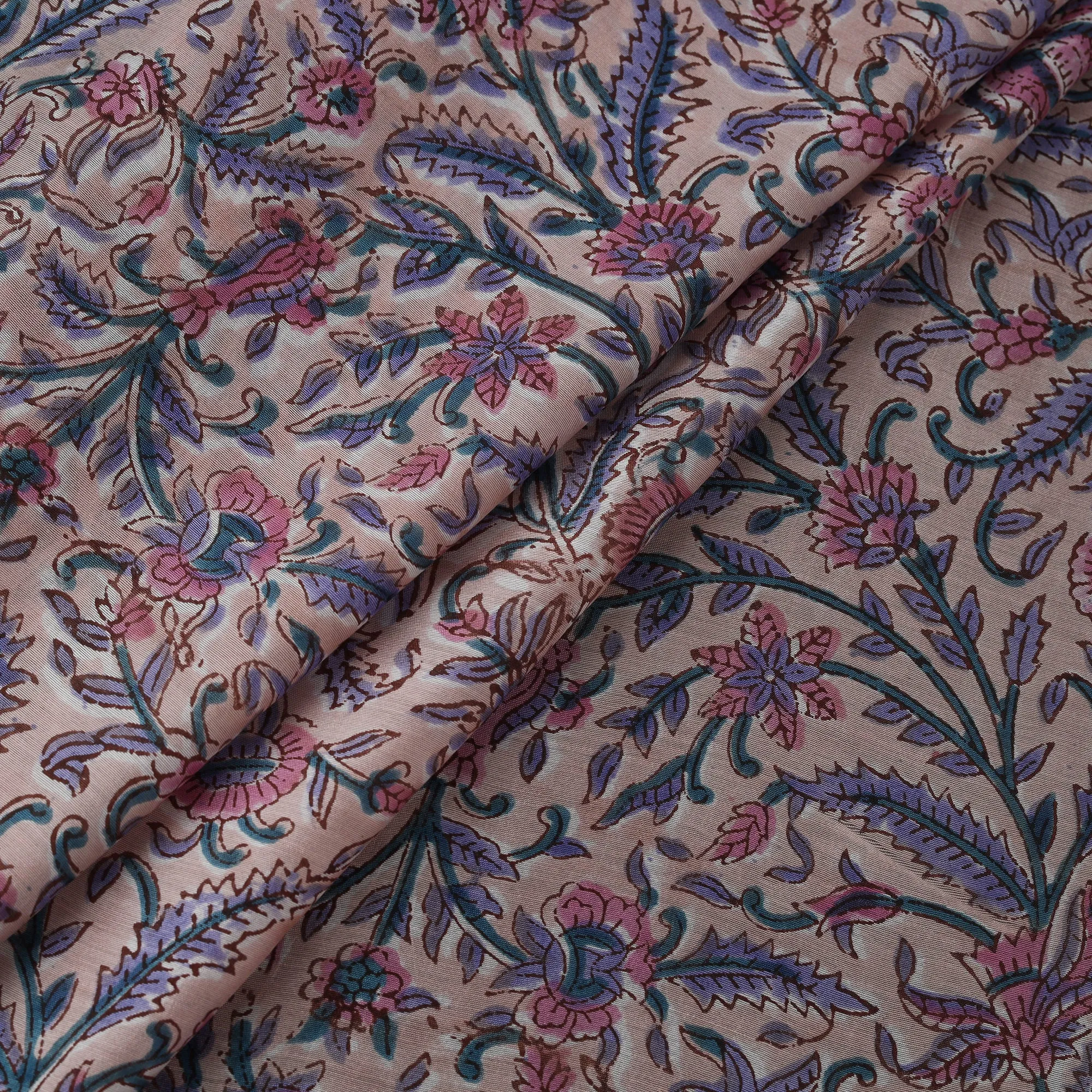 Pink - Sanganeri Hand Block Print Modal Silk Fabric 31 sold by Itokri product image thumbnail 3