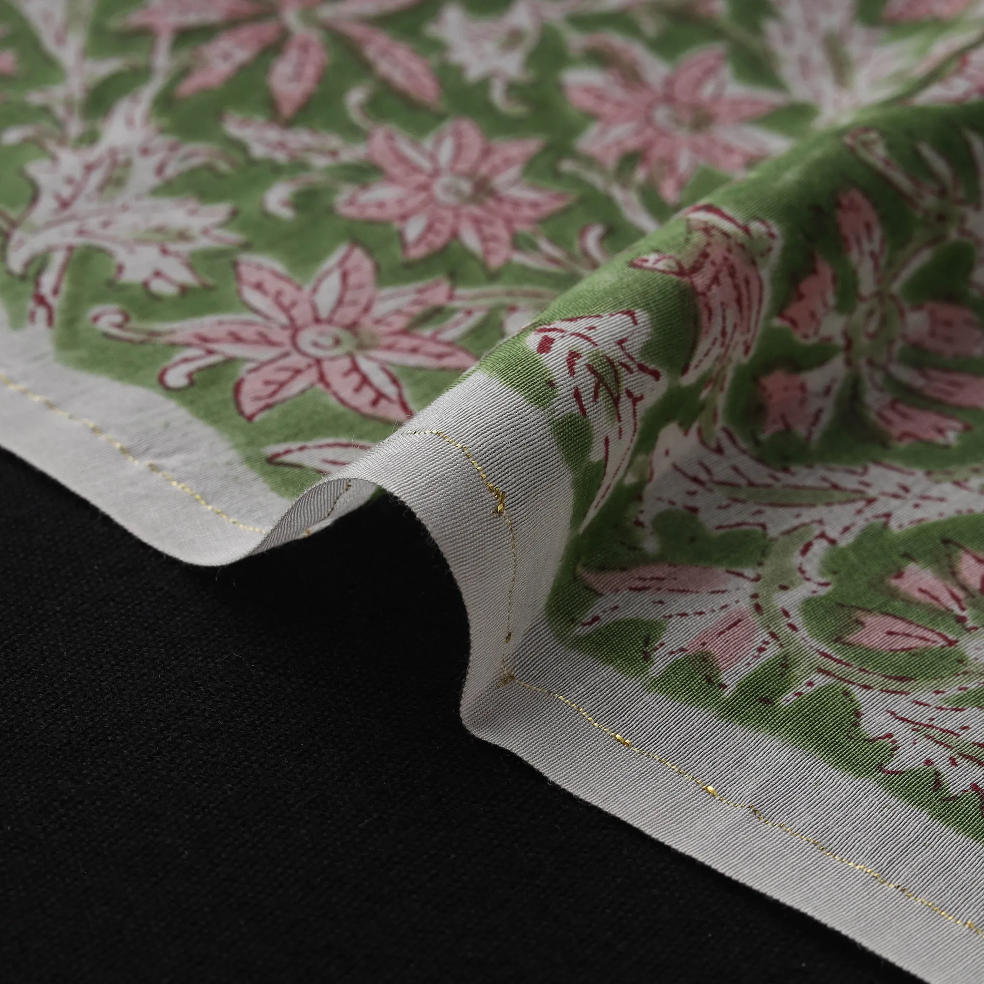 Green - Sanganeri Hand Block Print Modal Silk Fabric 27 sold by Itokri product image thumbnail 4